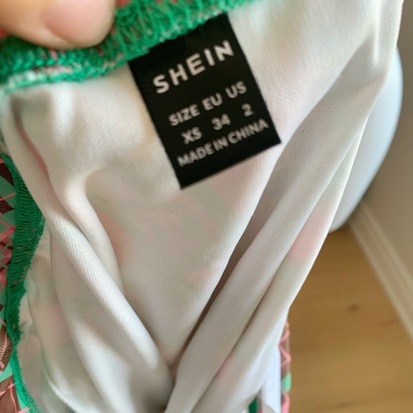 SHEIN Plaid Mesh 2pc Crop Top Skirt Set XS - Picture 5 of 5